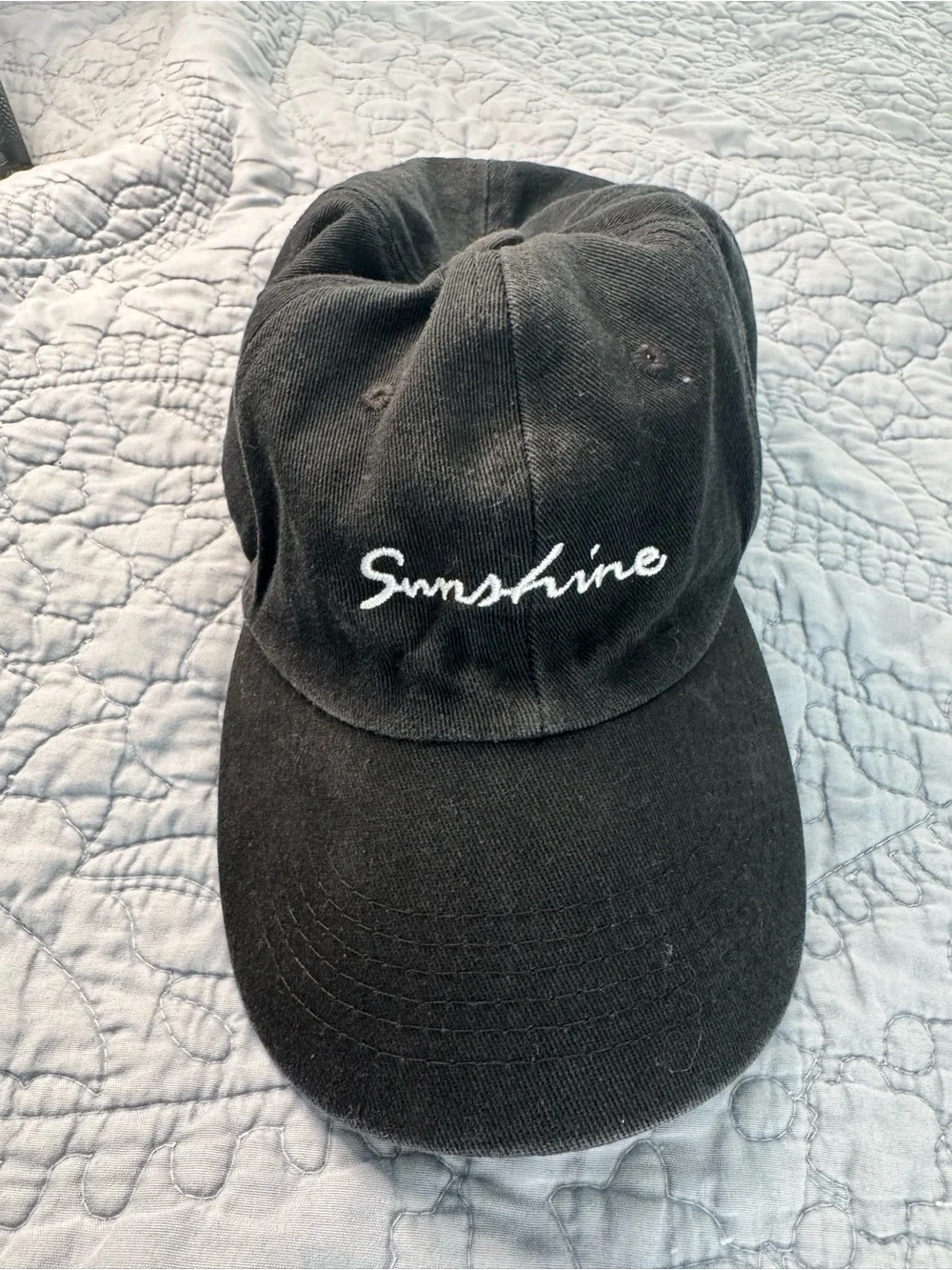 Black 'Sunshine' Embroidered Cotton baseball Cap